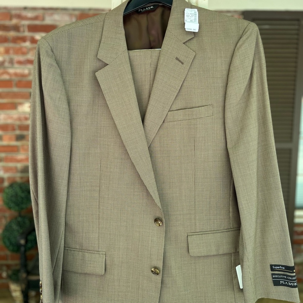Jos A Bank tan and brown check nested suit.Very nice NWT